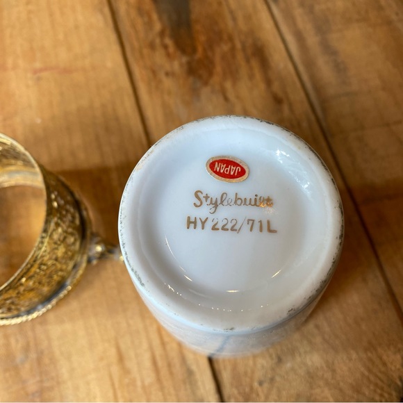 Vintage Stylebuilt Porcelain And Gilded Gold Tone Vanity Cup Holder - Picture 4 of 6